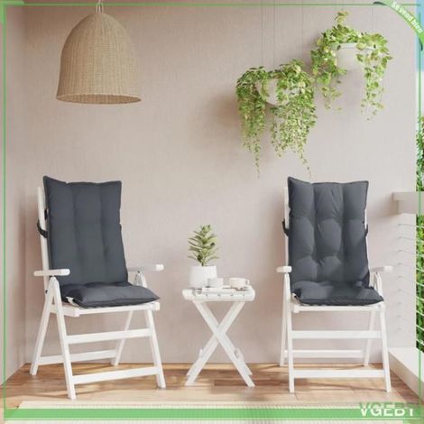 Coussin de chaise à dossier haut - FAFEISY - 377602 - Lot de 2 - Anthracite - Tissu Oxford résistant à l'eau (1/5)
