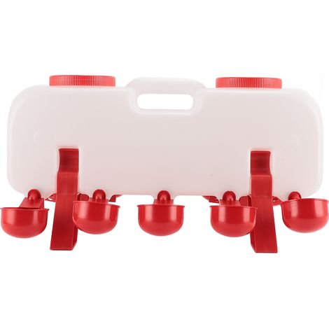 Distributeur d'eau pour volailles 10 L semi-automatique, grande capacité, avec 10 abreuvoirs, idéal pour perroquets, cailles et canards (petit modèle standard). (1/5)