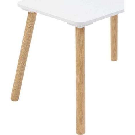 1 Ensemble Table et Chaise Enfant, Plateau Résistant à l'eau, Bois et Blanc, Bords Arrondis, Chambre et Salle de Jeux (1/5)