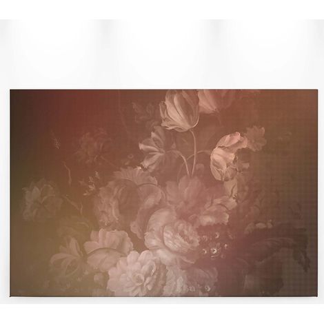 Tableau fleuri gris effet vintage vieilli | Tableau sur toile à fleurs idéal déco salon | Tableau idéal pour chambre adulte - 0,9 x 0,6 m (1/5)