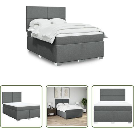 vidaXL Taschenfederkern - Boxspringbett mit Matratze Dunkelgrau 160x200 cm Stoff (1/5)