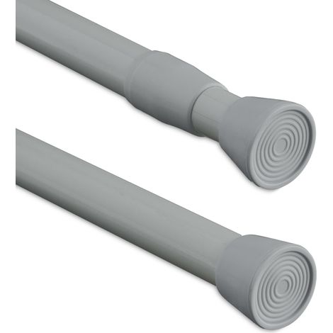 Barre télescopique en acier inoxydable, sans perçage, pour rideau de douche, 120-220 cm, grise (1/5)
