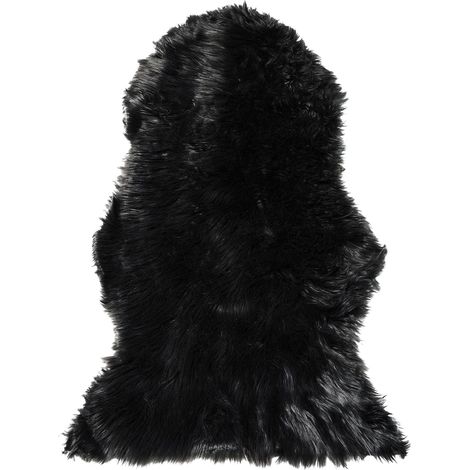 Tapis Fausse Fourrure Noire en Polyester pour Chambre ou Salon au Style Rustique et Campagne 63 x 95 cm Beliani (1/5)