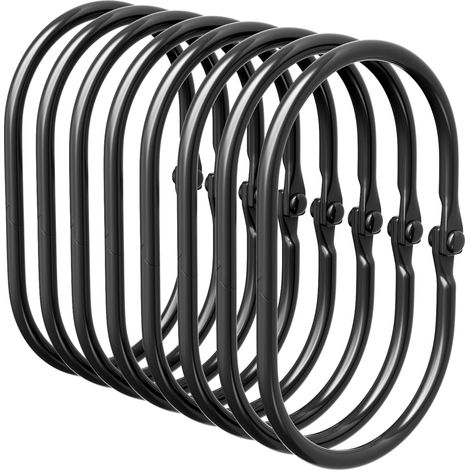 Lot de 12 Crochets Rideau Douche Métal Noir Antirouille Ouverture Fermée Glissement Fluide Salle De Bain (1/5)