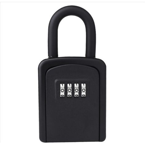 Boîte à Clé Sécurisée, Boite a Clé avec Code [Anti-intempéries] [avec Amovible Anse] Mini Boîte à Clefs Securisee Portable Code Réinitialisable pour Utilisation Extérieur et Intérieur (Noir)-Fei Yu