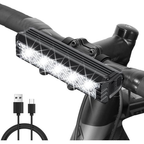Phare avant pour vélo électrique 2800 lumens - Éclairage vélo - Lampe de vélo - 5 LED - 5 modes - Batterie 6400 mAh - Étanchéité IPX5 (1/5)