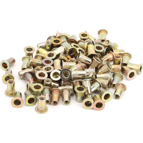 Flachkopf-Gewindenietmuttern-Set, farbige Nietmuttern, M4-Hardwarezubehör, 100 Stück - Crezuo