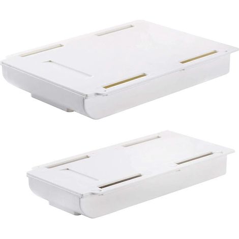 Ensemble de 2 boîtes de rangement invisibles à glisser sous le bureau, tiroirs de bureau, porte-stylos adhésifs, organiseur de stylos, solution de rangement de bureau multifonctionnelle (1/5)