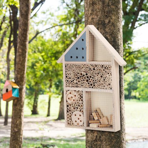 Nichoir en bois pour abeilles, hôtel à insectes, abri, décoration de jardin, boîte à nids (1/5)