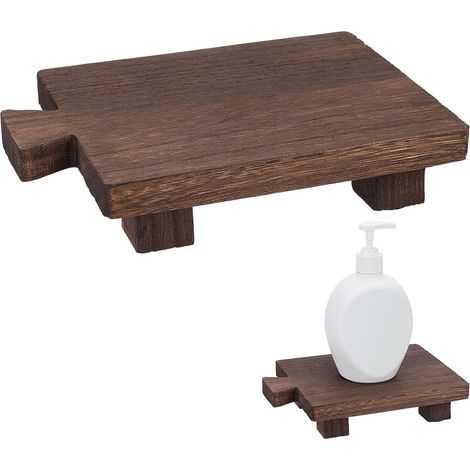 2 x Soap Dishes on Wooden Stand, Kitchen Soap Dish Plant Candle Holder Rustic Tray on Wooden Stand for Bottles Make-Up Jewellery Soap, 22 x 15 x 5 cm (1/5)