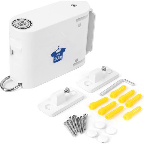 Household Wall Hanging Clothesline Retractable Telescopic Clothes Drying Rack Rope White (1/5)