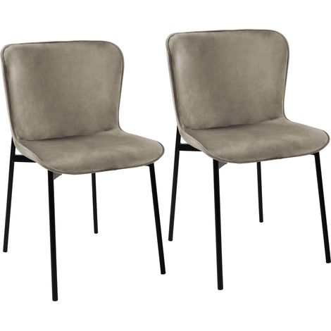 SVITA MARY 2er Set Esszimmerstuhl Polsterstuhl ohne Armlehnen Küchenstuhl Wohnzimmerstuhl Taupe/Schwarz