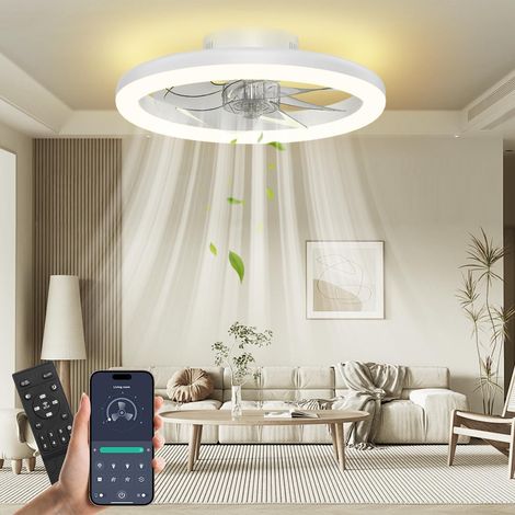 CCYKXAVentilateur de Plafond, 40cm Ventilateur Plafond avec Lumiere Silencieux, intensité variable, 3 couleurs pour toutes les saisons (1/5)
