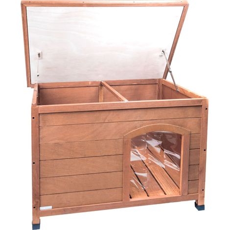 AqpetFriends Baita Cuccia in Legno da Esterno per Cani con Tetto Apribile e Tende Termiche incluse, Medium 104x68x75 h (1/5)
