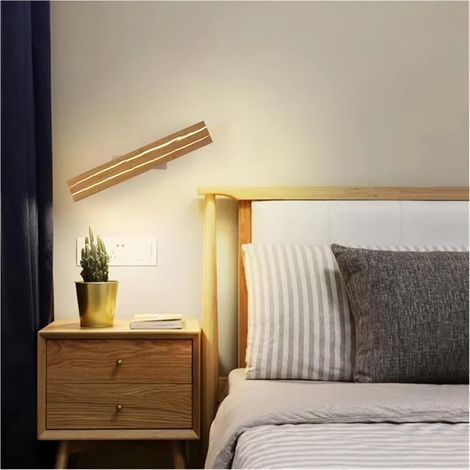 Applique a LED, Applique per interni, Applique per camera da letto, Applique in legno - Luce bianca calda 3000K, Luce notturna girevole a LED da 7 W, Illuminazione per interni per corridoio, bar e sca (1/5)