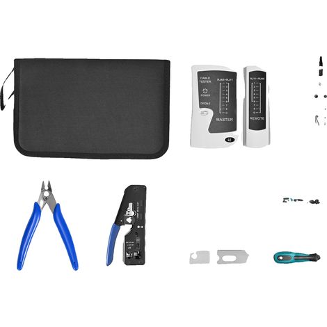 Kit d'outils réseau, outil de sertissage multifonction, testeur de câble inclus, BLEU CIEL (1/2)