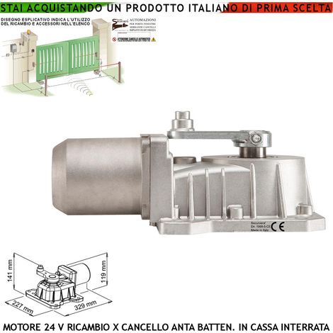 Motore Elettrico 24 Vdc in Alluminio PressofusoUnder Ingranaggi in Metallo Ricambio Per Cassa Fondazione Con Sblocco a Chiave Del Concello Automatico Anta Battente 2,5 MT Lavoro Intensivo 250 Nm IP67 (1/4)