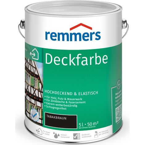 Remmers Deckfarbe tabakbraun, 5 Liter, Deckfarbe für innen und außen, Wetterschutzfarbe viele Untergründe, hochdeckend, wetterfest