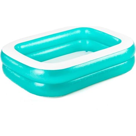 1 Piscine gonflable 201x150x51 cm, vinyle résistant, 2 anneaux, valve de vidange, 450 litres, famille (1/5)
