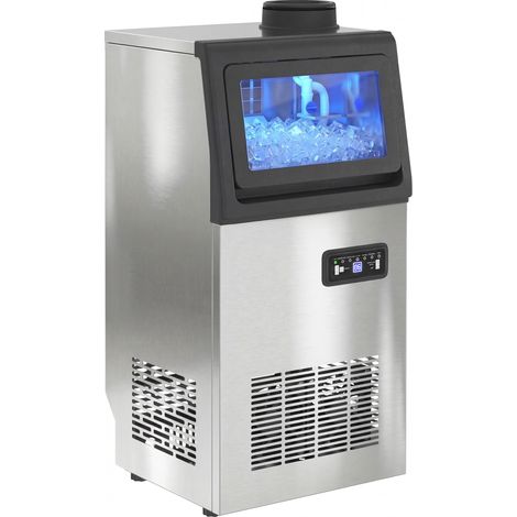 Professionelle Eismaschine, 45 kg/24 h Kapazität, Edelstahl, freistehend oder Einbaugerät, silberfarben