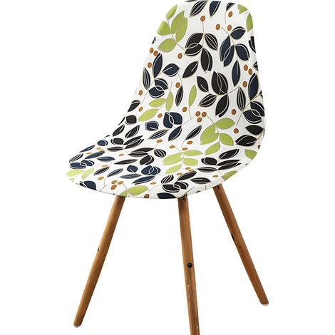 Housse de Chaise scandinave Extensible 4pcs Feuilles Sans Fleurs (1/5)