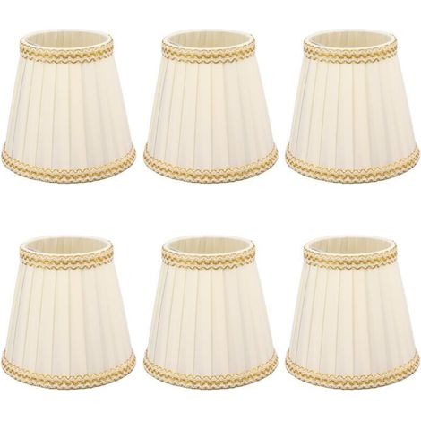 Abat-jour, 6 Pièces Petit Abat-jour Clip sur Tambour Abat-jour Tissu pour Lustre Bougie Ampoules Accessoires D'éclairage E14, Pinces (1/5)