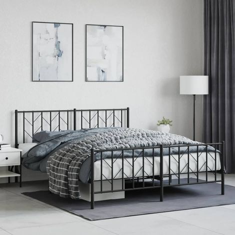 Metallbett ohne Matratze mit Fußteil Schwarz 160x200 cm