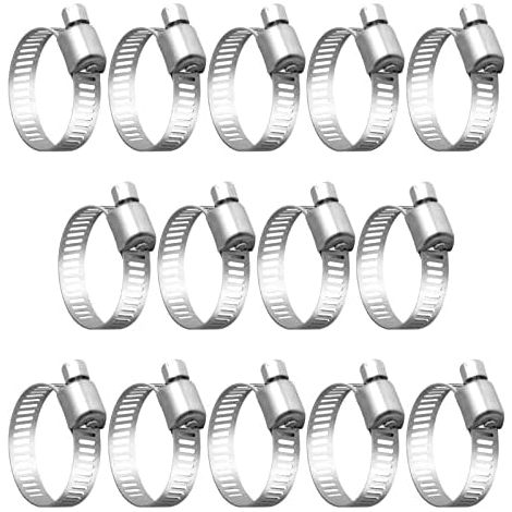 de tuyau Clips d'entraînement en acier inoxydable réglable vis sans fin Colliers serrage pour d'arrosage flexible Tube 14 Paquet (16-25mm) - 16-25mm (1/5)