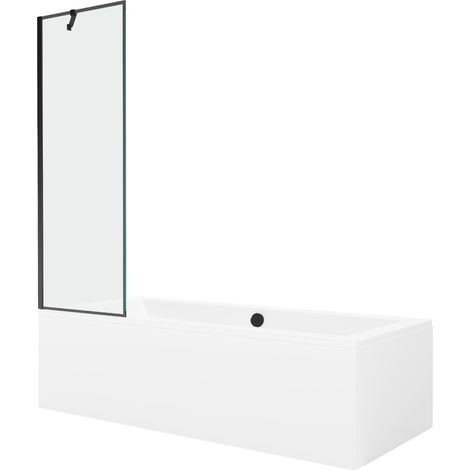 Mexen Cube baignoire rectangulaire 170 x 80 cm avec boîtier et écran 1-volet 60 cm, motif noir - 550517080X9506007070 (1/5)