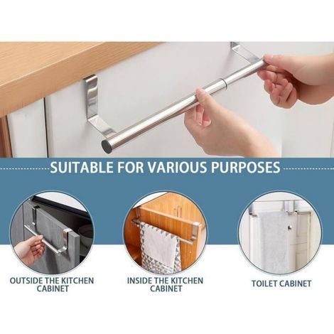 Porte Serviette - Inox - Rétractable - 25 à 40 cm - Antidérapant - Pratique (1/5)