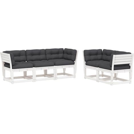 Maison Exclusive - Set Divani Giardino 5pz con Cuscini Bianco Legno Massello Pino