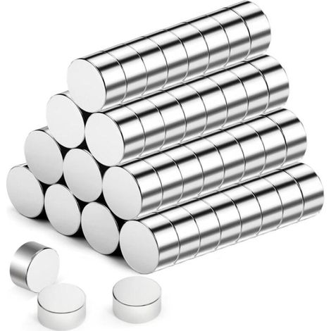 60 Stück kleine Neodym-Kühlschrankmagnete, starke Mini-Magnete, 6 x 3 mm, Metall-Reißzwecken für Tafeln, Kühlschränke, Bilder, Karten, Whiteboards (1/5)
