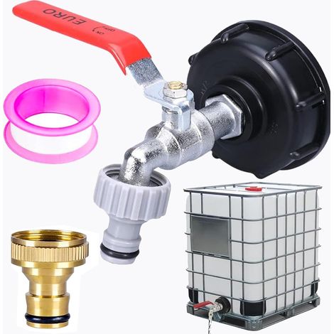 Bouchon Cuve,IBC Robinet Cuve 1000l,1/2,Raccord Cuve 1000 litres,s60 x 6 IBC Adaptateur Robinet Cuve 1000l Plastique 1/2" (1/5)