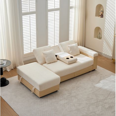 Canapé convertible en chenille avec rangement, dossier réglable 3 positions, 217 cm (1/5)