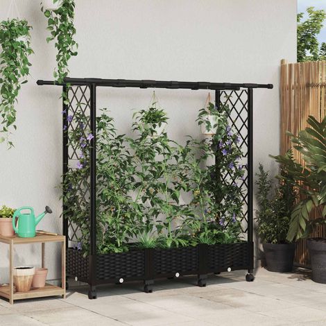 Teenpull – Hochbeet mit Rankgitter und Dach Schwarz 164 x 40 x 127 cm PP (1/5)