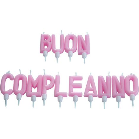 TrAdE Shop Traesio - Candeline Candele Con Scritta Buon Compleanno Colore Rosa Per Torta Festa Party -