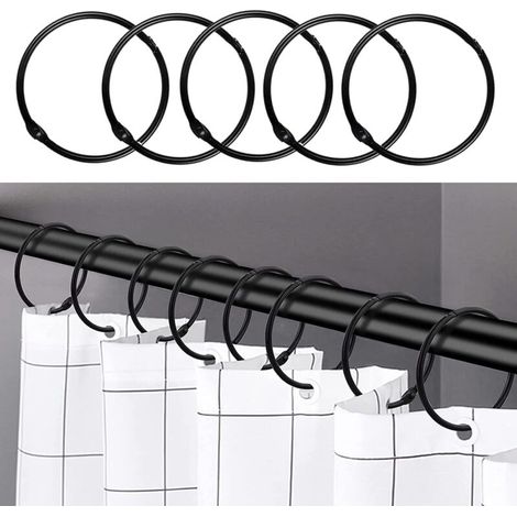 Set mit 24 Duschvorhangringen aus Edelstahl – Runde, rostfreie Haken – Schnelle Klickmontage – Fürs Badezimmer