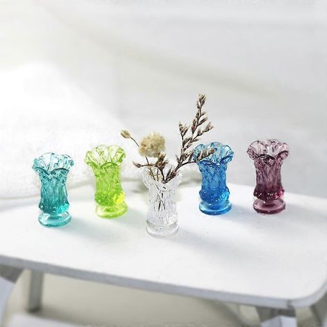 Lot de 3 vases miniatures en résine colorée (échelles 1:12 et 1:6). (1/5)