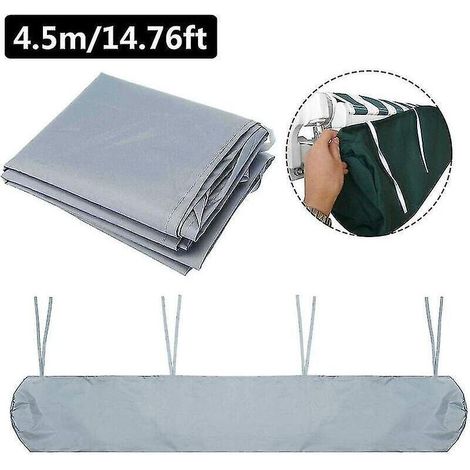 Auvent de terrasse imperméable de 4,5 m avec housse latérale rétractable, protection solaire et anti-poussière, sac de rangement avec cordon de serrage pour l'extérieur. (1/5)
