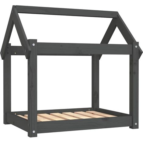 vidaXL Cama para perros madera maciza de pino gris 71x55x70 cm (1/2)