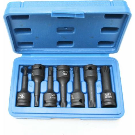 SET CHIAVI BUSSOLA IMPATTO 3/8 XZN 80MM M5 - M12 AVVITATORE CASSETTA 7 PZ