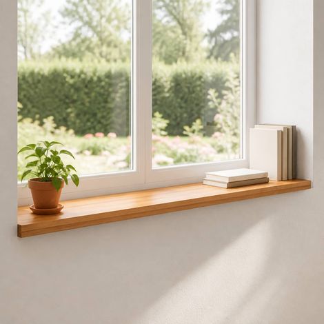 vidaXL Appuis de fenêtre 2 pc Marron Clair 110 x 25 x 2 cm (1/5)