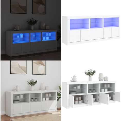 Sideboard mit LED-Leuchten Weiß 162x37x67 cm - Modernes Sideboard - Holz Sideboard - Wohnzimmer Einrichtung - LED Beleuchtung - TV Stand - Home & Living (1/5)