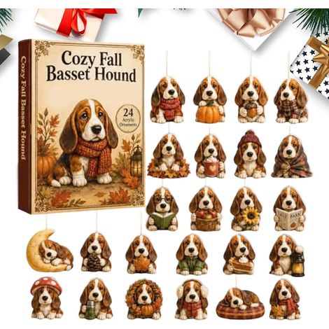 Calendrier de Noël 2D 24 jours Compte à rebours 2026 Petit chien Décoration Calendrier de compte à rebours avec pendentifs en forme de chiot pour maison, chambre à coucher, bureau, étagère, bureau (1/5)