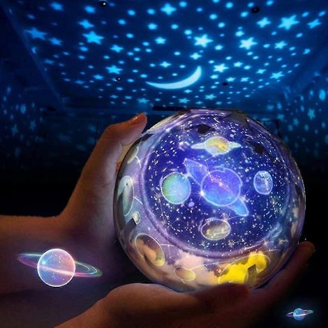 Lampe projecteur planétaire pour enfant rotation 360° 5 films de projection USB ou piles AA (1/5)