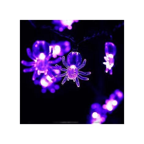 SZTXJ Lila LED-Lichterkette mit Spinnenmotiv, Solarzellen, Spinnenlichter, Halloween-Party-Oster-Dekorationslichter, einteilig, 2 m (6,56 Fuß)