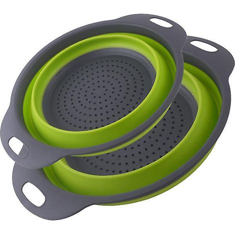 ensemble De Passoire En Silicone Pliable De Cuisine (vert), Respectueux De L'environnement, Non Toxique Et Facile Nettoyer, 2 Tailles Dont 24,5 C (1/5)