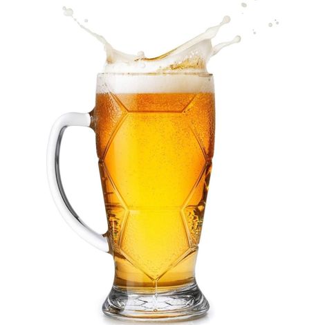 Grande bicchiere da birra a forma di pallone da calcio - Bicchiere da calcio con manico - Vetro spesso da 700 ml - Bicchiere originale per le partite e regalo ideale per gli appassionati di calcio (1/5)