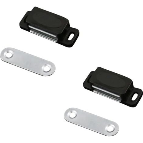 Ferme, porte magnétique noir, lot de 2 ou 6, pour portes d'armoires (1/5)