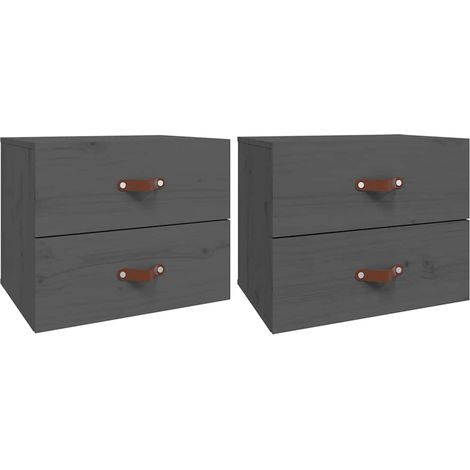 Maison Exclusive - Mesitas de noche de pared 2 uds gris 50x36x40 (1/5)